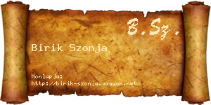Birik Szonja névjegykártya